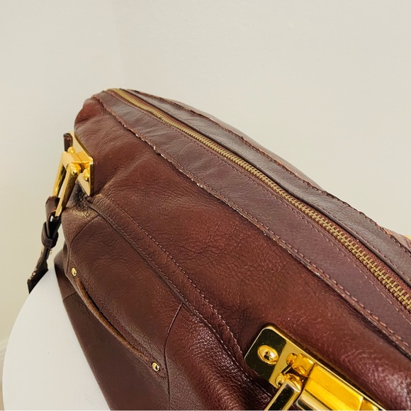 Burgundy B Makowsky Large Hobo Weekender Leather Bag - Picture 13 of 14